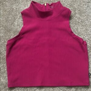 Athleta Sleeveless Pink Ribbed Mock Neck Top